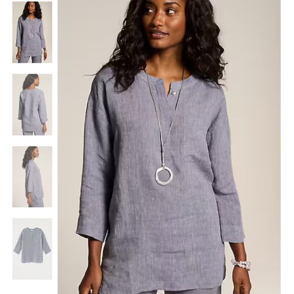 Pure Jill Linen One-Pocket Tunic 3/4 Sleeve Curved Hem Size XS - Picture 1 of 14